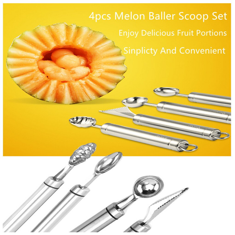 Vaisių kamuoliukų kasimo įtaisas, daliklis arbūzas bulvių šaukštas vaisių lėkštės plaunamas kaušelis su kabliuko graviravimo įtaisais