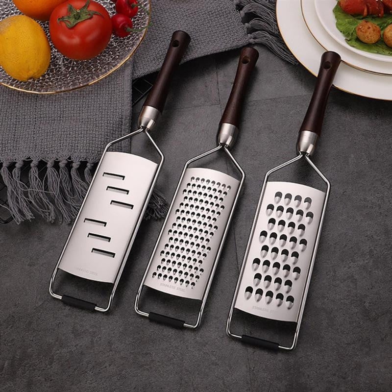 Reszelő rozsdamentes acél kézi fa nyelű sajtreszelő többcélú konyhai eszközök sajtokhoz vaj Zöldség Gyümölcs aprítás