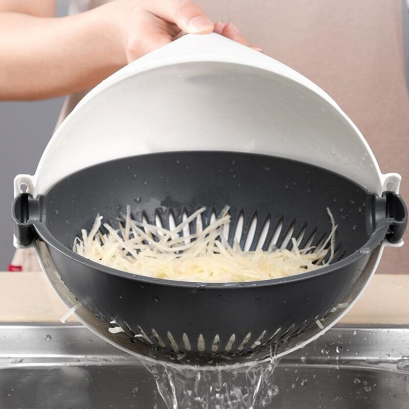 Forgassa el a Zöldségvágót lefolyó kosárral 9 az 1-ben szeletelő Többfunkciós Magic Kitchen Vega-gyümölcs aprító reszelő szeletelő