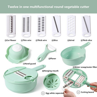 LOYLOV 12 dalių rinkinys Buitinis bulvių tarkavimas Ridikėlių morkų pjaustyklė Virtuvės įrankiai Vaisių skustukas kubelių pjaustymo mašina