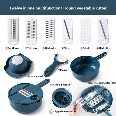 LOYLOV 12 dalių rinkinys Buitinis bulvių tarkavimas Ridikėlių morkų pjaustyklė Virtuvės įrankiai Vaisių skustukas kubelių pjaustymo mašina