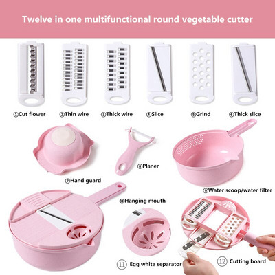 LOYLOV 12 dalių rinkinys Buitinis bulvių tarkavimas Ridikėlių morkų pjaustyklė Virtuvės įrankiai Vaisių skustukas kubelių pjaustymo mašina