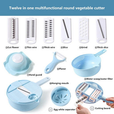 LOYLOV 12 dalių rinkinys Buitinis bulvių tarkavimas Ridikėlių morkų pjaustyklė Virtuvės įrankiai Vaisių skustukas kubelių pjaustymo mašina