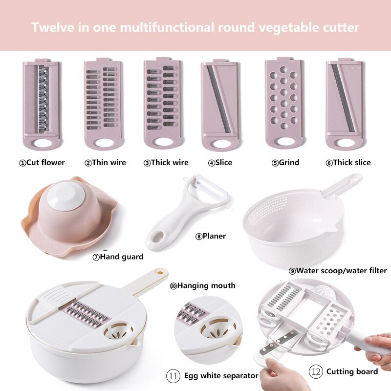 LOYLOV 12 dalių rinkinys Buitinis bulvių tarkavimas Ridikėlių morkų pjaustyklė Virtuvės įrankiai Vaisių skustukas kubelių pjaustymo mašina