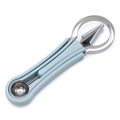 Dinnyegolyós gyümölcskanál vágókészlet 3 az 1-ben rozsdamentes acél mageltávolító, görögdinnye fagylalthoz való faragáshoz