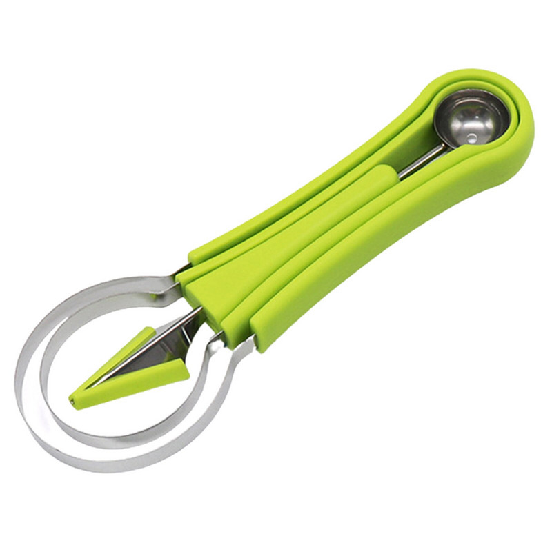 Dinnyegolyós gyümölcskanál vágókészlet 3 az 1-ben rozsdamentes acél mageltávolító, görögdinnye fagylalthoz való faragáshoz