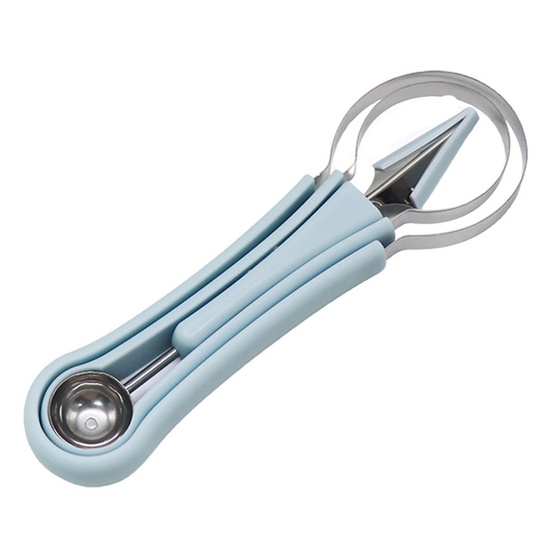 Dinnyegolyós gyümölcskanál vágókészlet 3 az 1-ben rozsdamentes acél mageltávolító, görögdinnye fagylalthoz való faragáshoz