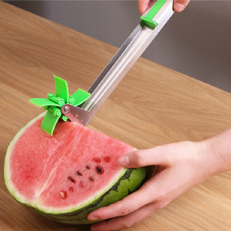 Rozsdamentes acél Görögdinnye késszeletelő Szélmalom Gyümölcsvágó Dinnyés Kanál Szeletelő Gyümölcssaláta Szeletelő Görögdinnye kockaszeletelő