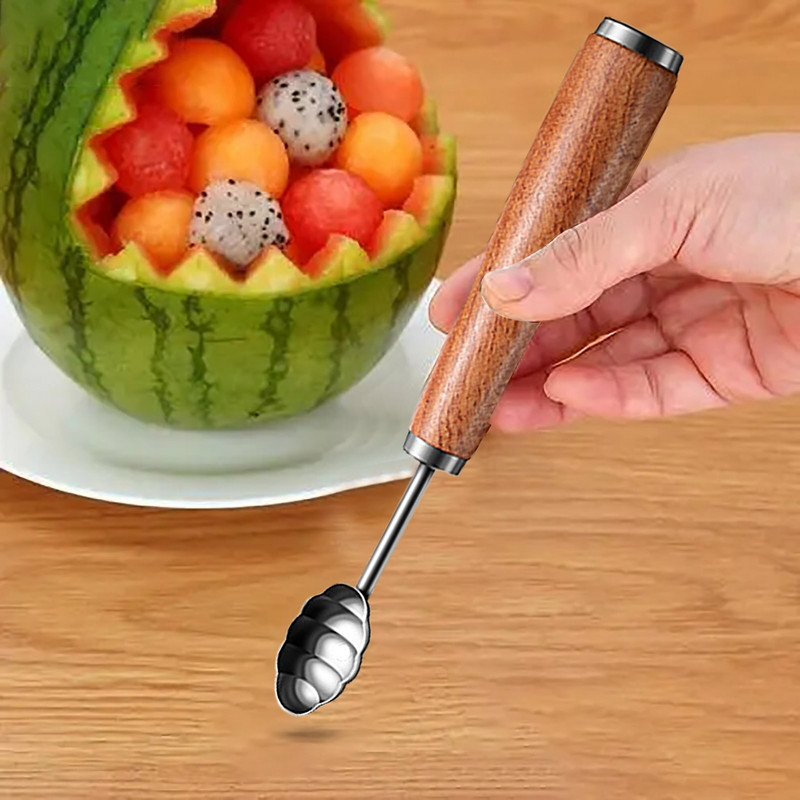 4 tipų nerūdijančio plieno melionų kaušelis ir vaisių drožimo įrankis Daugiafunkcis nerūdijančio plieno vaisių sausainių ledas