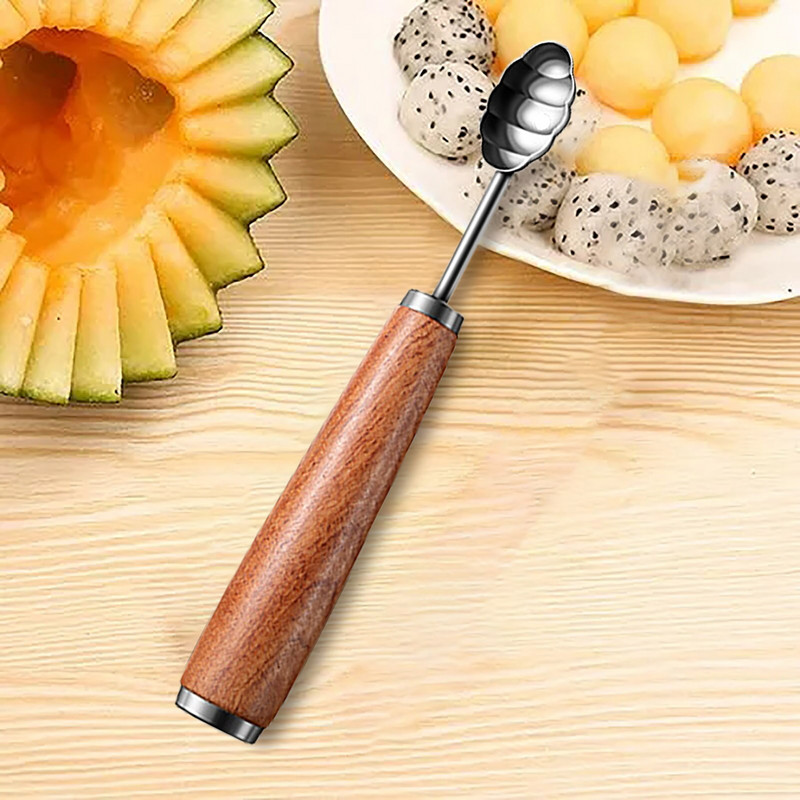 4 tipų nerūdijančio plieno melionų kaušelis ir vaisių drožimo įrankis Daugiafunkcis nerūdijančio plieno vaisių sausainių ledas