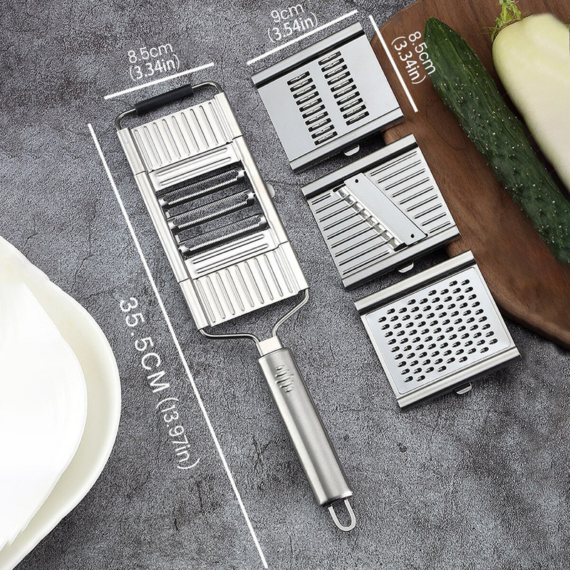 Zöldségszeletelő készlet, rozsdamentes acél, többcélú kézi zöldségvágó reszelő 4 éles pengével, otthoni konyhai tartozékokkal