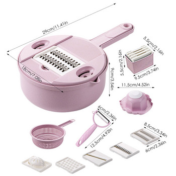 Food Chopper Multi-functional Manual Veggie Slicer Handheld Slicer Potato Slicer with Large Capacity Container 12-in-1