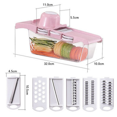 Daržovių pjaustyklė Daugiafunkcinė pjaustyklė vaisiams bulvių skustukas Morkų trintuvas su rankų apsauga Sutirštinta virtuvės įrankiai Priedai