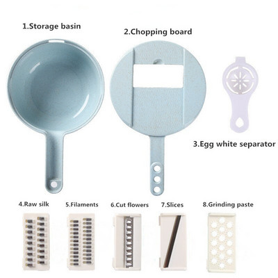 Daržovių pjaustyklė Daugiafunkcinė pjaustyklė vaisiams bulvių skustukas Morkų trintuvas su rankų apsauga Sutirštinta virtuvės įrankiai Priedai