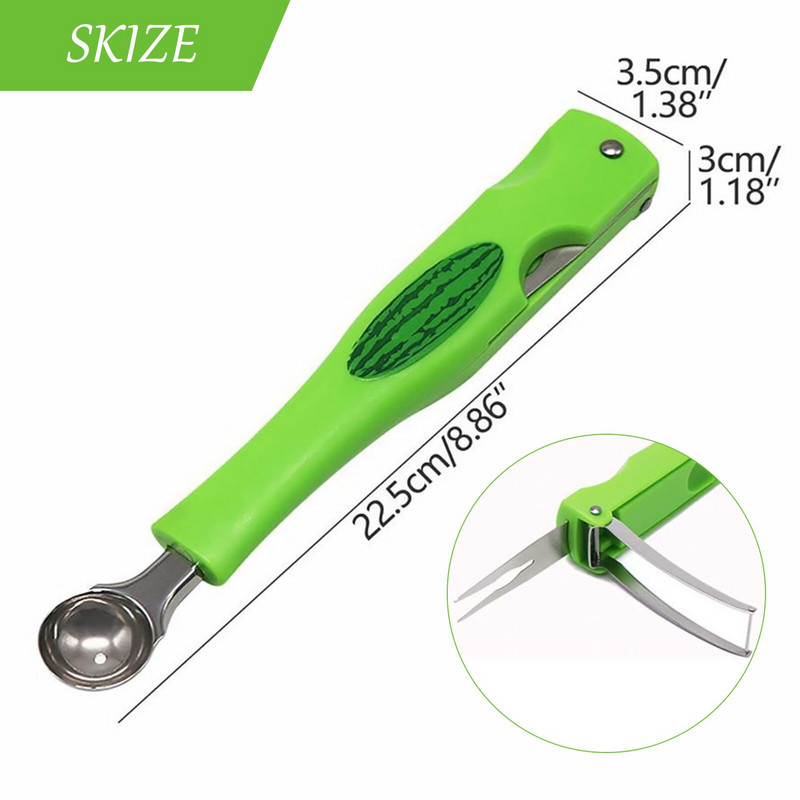 3 В 1 Разделител за пъпеша Лъжица Копач за топки за плодове Практичен битов ръчен инструмент за рязане на диня от неръждаема стомана