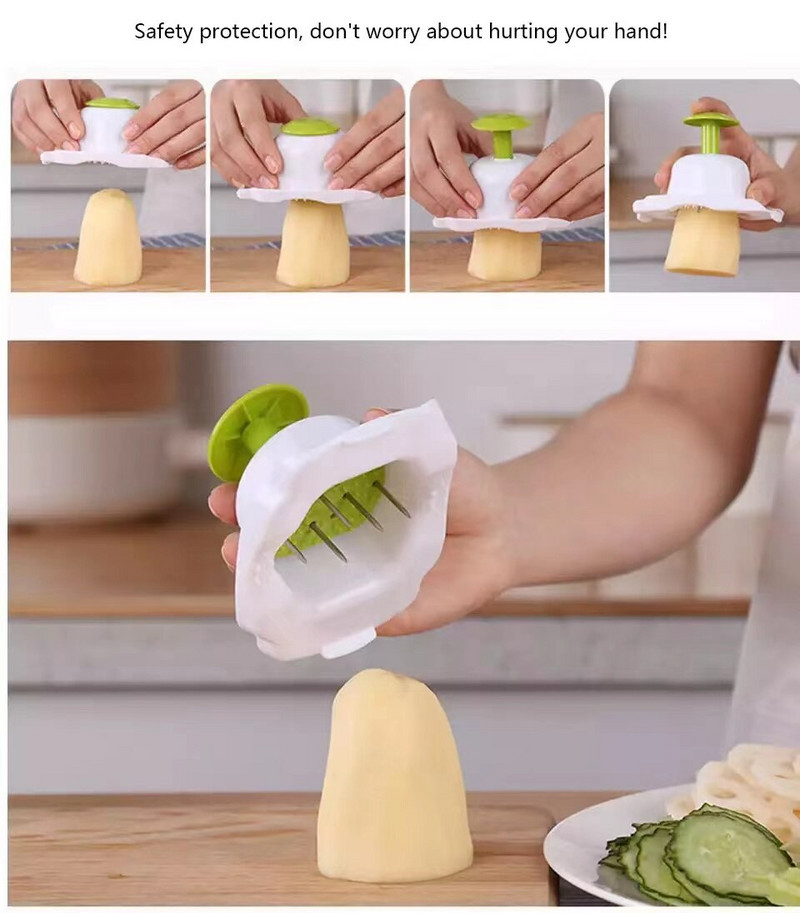 Többfunkciós zöldségvágó Gyümölcsszeletelő Reszelő Aprítógép Vízelvezető kosár 8 az 1-ben Kütyük burgonya aprító konyhai kiegészítők