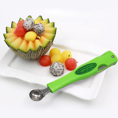 Χειροκίνητο εργαλείο κοπής πεπονιού 3 σε 1 καρπούζι από ανοξείδωτο ατσάλι Πιρούνι κοπής και κουτάλι για φρούτα κουζίνας