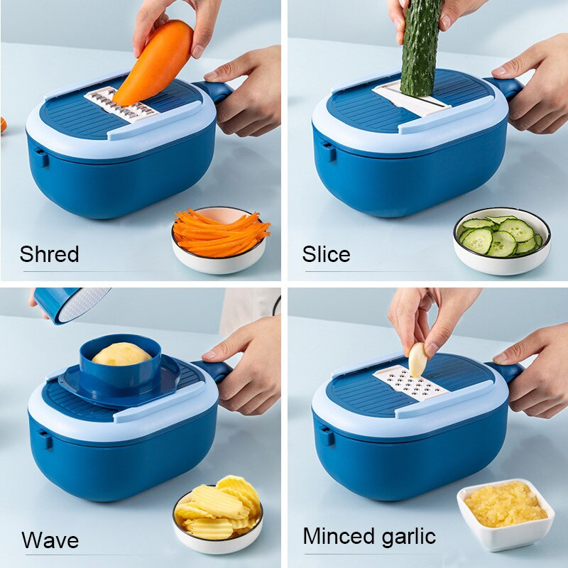 Zöldségvágó Többfunkciós Szeletelő Gyümölcs burgonya hámozó Sárgarépa sajt reszelő lefolyó kosárral Konyhai Kiegészítők Kütyük