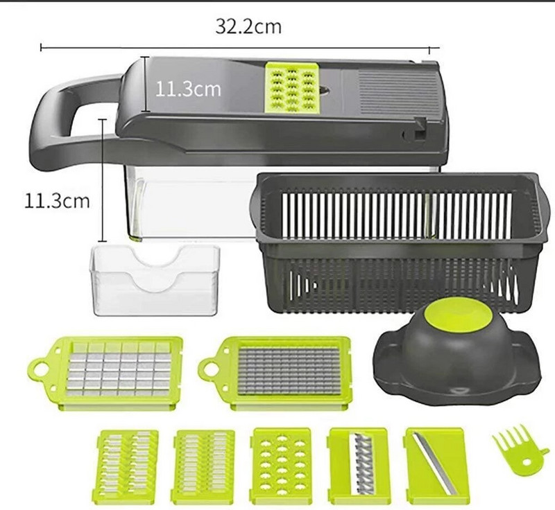 Többfunkciós zöldségszeletelő gyümölcshámozó reszelő lefolyó kosárhámozó konténer konyhai eszköz Zöldségszeletelő környezetbarát