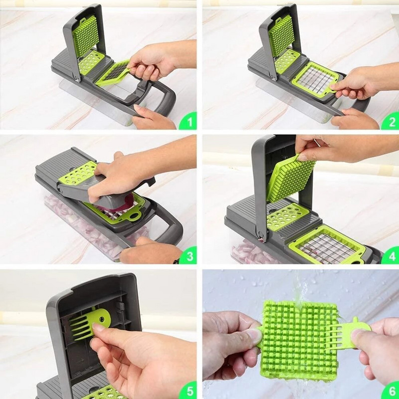 Többfunkciós zöldségszeletelő gyümölcshámozó reszelő lefolyó kosárhámozó konténer konyhai eszköz Zöldségszeletelő környezetbarát