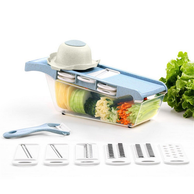 Zöldségreszelő Zöldségszeletelők Aprítógépek Multiszeletelő Hámozó Sárgarépa Gyümölcs 6 az 1-ben Gadgets Zöldségvágó eszközök