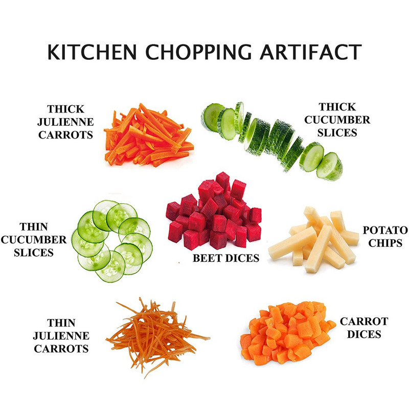 Többfunkciós zöldségszeletelő Biztonságos konyhai szeletelés gyümölcssaláta rozsdamentes acél három az egyben reszelő konyhai eszközök