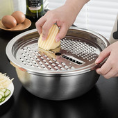 Daugiafunkcinis nerūdijančio plieno baseino daržovių pjaustytuvo rinkinys arba baseino daržovių pjaustytuvo kanalizacijos krepšelio rinkinys arba pjaustytuvo virtuvės įrankiai