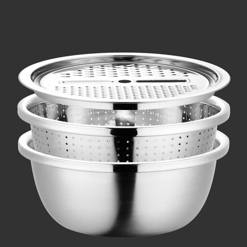 Daugiafunkcinis nerūdijančio plieno baseino daržovių pjaustytuvo rinkinys arba baseino daržovių pjaustytuvo kanalizacijos krepšelio rinkinys arba pjaustytuvo virtuvės įrankiai