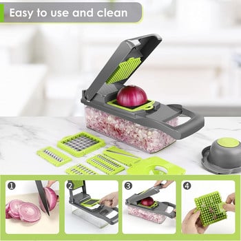 Κόφτης λαχανικών Labor Saving Food Chopper Onion Chopper Κόφτης λαχανικών και κυβάκια λαχανικών 12 σε 1 Δοχείο κοπής λαχανικών για σαλάτα