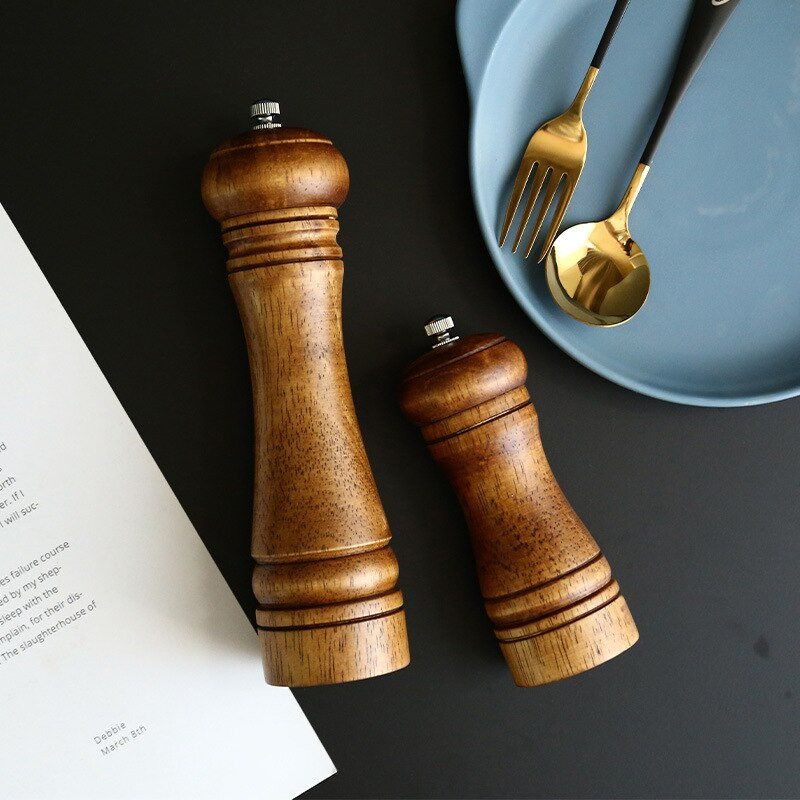 Kreatív tömörfa kézi paprikadaráló konyhai fűszerezés palack Bors szezámpor daráló palack Konyhai edények Modern