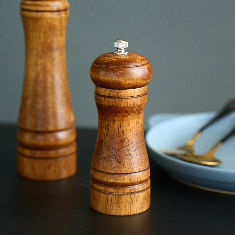 Kreatív tömörfa kézi paprikadaráló konyhai fűszerezés palack Bors szezámpor daráló palack Konyhai edények Modern