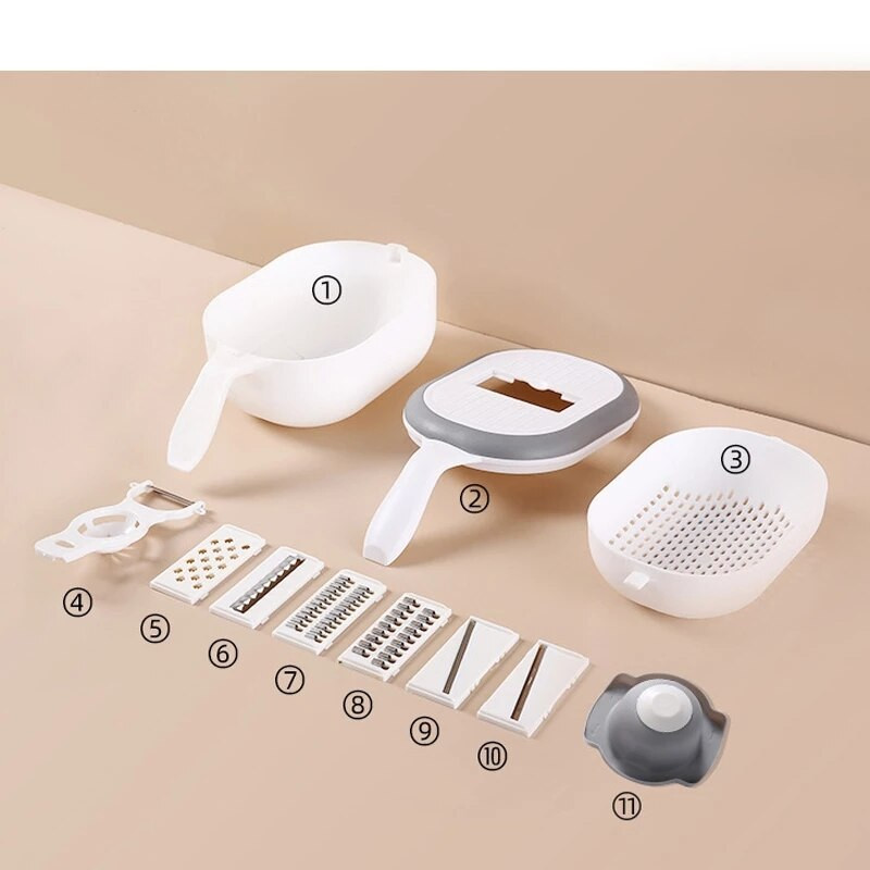 8 az 1-ben többfunkciós zöldségvágó burgonya szeletelő sárgarépa reszelő Konyhai kiegészítők Kütyük Acél pengéjű konyhai eszköz