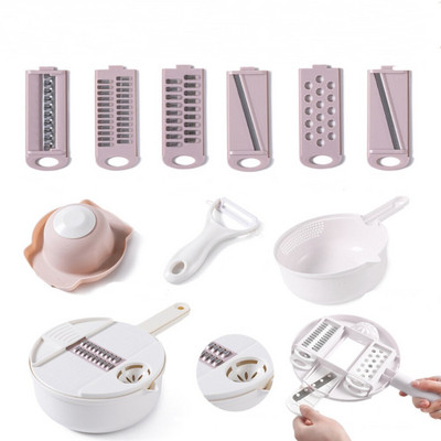 12 az 1-ben többfunkciós kerek zöldségszeletelő aprító kockázó aprító zöldség spirálos konyhai kézi konyhai robotgép