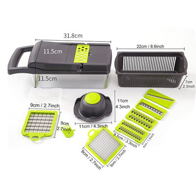 7 az 1-ben zöldségvágó hámozó mandolinos szeletelő többfunkciós burgonya-sárgarépa aprítók konyhai zöldségaprító kosárhoz