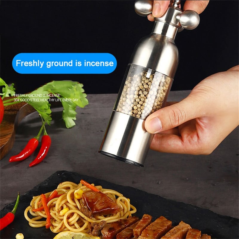 Nerūdijančio plieno pipirų pipirų prieskonių riešutų miltelių malūnėlis keramikinis virtuvės prieskonis jūros druskos malūnėlio butelių druskos ir pipirų rinkinys