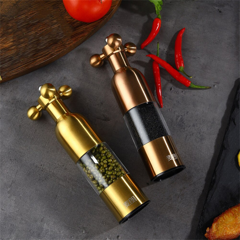 Nerūdijančio plieno pipirų pipirų prieskonių riešutų miltelių malūnėlis keramikinis virtuvės prieskonis jūros druskos malūnėlio butelių druskos ir pipirų rinkinys