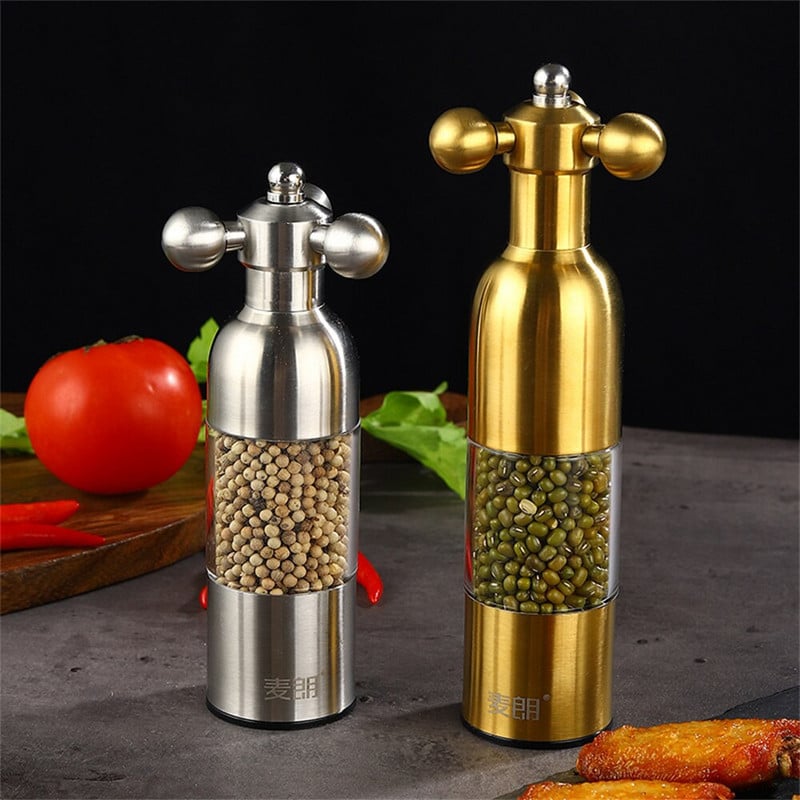 Nerūdijančio plieno pipirų pipirų prieskonių riešutų miltelių malūnėlis keramikinis virtuvės prieskonis jūros druskos malūnėlio butelių druskos ir pipirų rinkinys