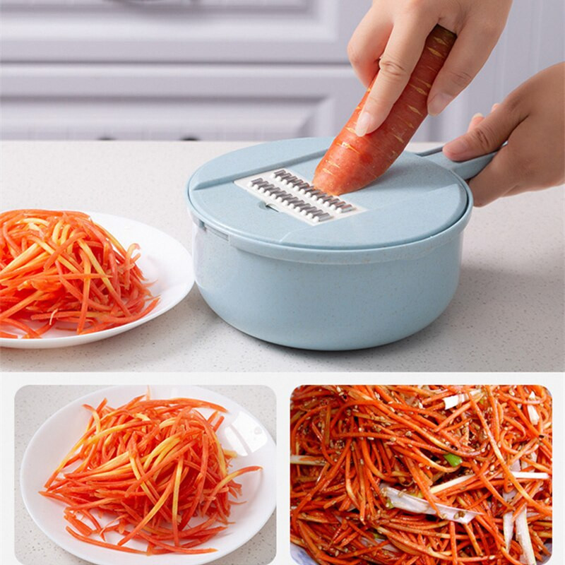 12 az 1-ben Zöldségvágó Többfunkciós Zöldség aprító Sárgarépa Burgonyaszeletelő Retek Retek aprító Konyhai tartozékok
