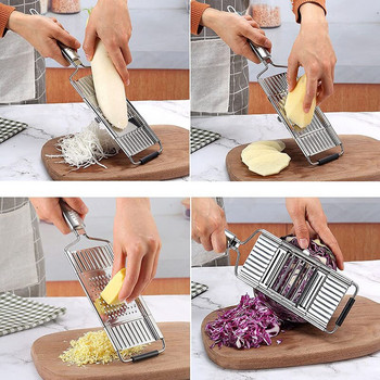 Резачка за шредер с дръжка от неръждаема стомана, преносима ръчна резачка за зеленчуци Лесно почистване, многофункционално ренде, инструмент за домашна кухня