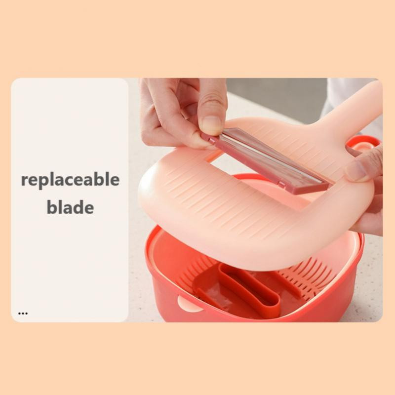 2022-es többfunkciós zöldségvágó kézvédővel, vízkanál alakú, dupla leeresztő 2 pengéjű gyümölcs- és zöldségszeletelő reszelő