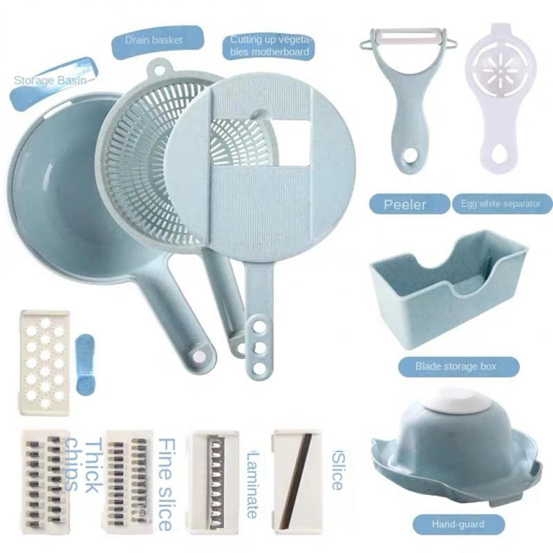 Többfunkciós zöldségvágó műtárgy, 12 darabos burgonyareszelő konyhai háztartási zöldségvágó retek aprító eszköz