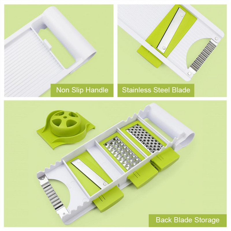 Konyhai többfunkciós zöldségvágó aprító szeletelő szeletelő háztartási burgonya uborka konyhai szerszám tartozékok 5 penge