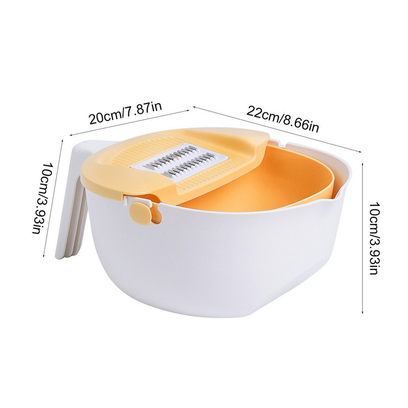 Többfunkciós zöldségvágó, gyümölcsszeletelő aprítógép zöldségmosóval, lefolyó kosárral, burgonyavágó konyhai tartozékokkal