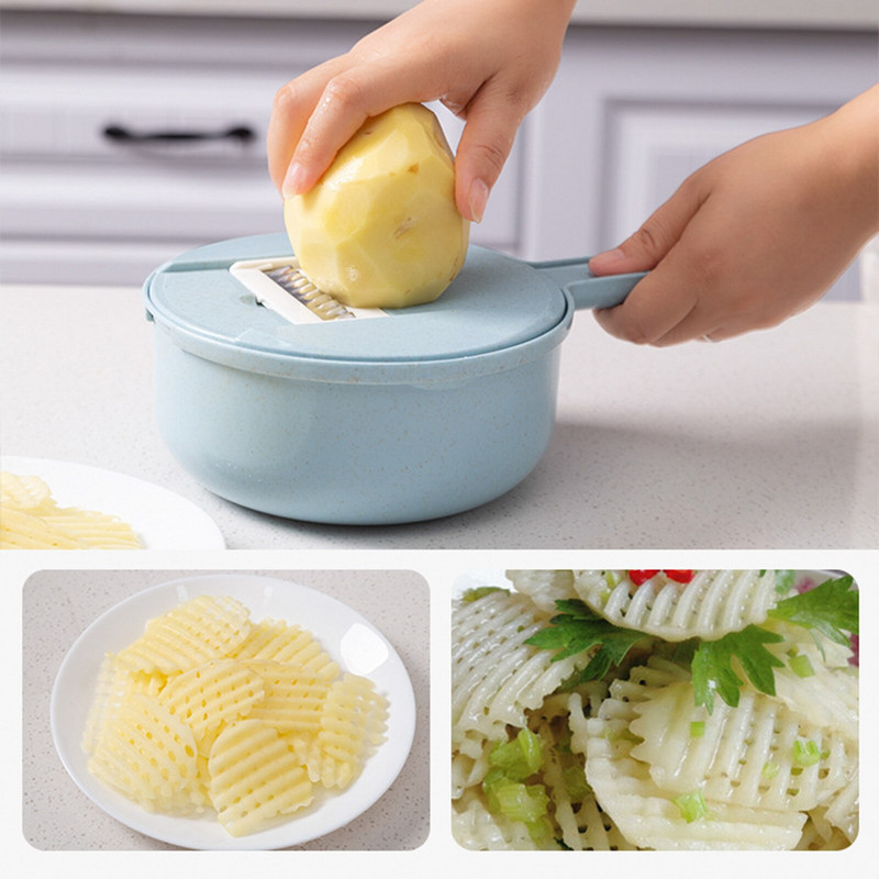 Burgonyacsíkos uborkaszeletelő gyors aprító konyhai Biztonságosan felszerelhető vágó sütéshez Többfunkciós aprító, tartós készülékek