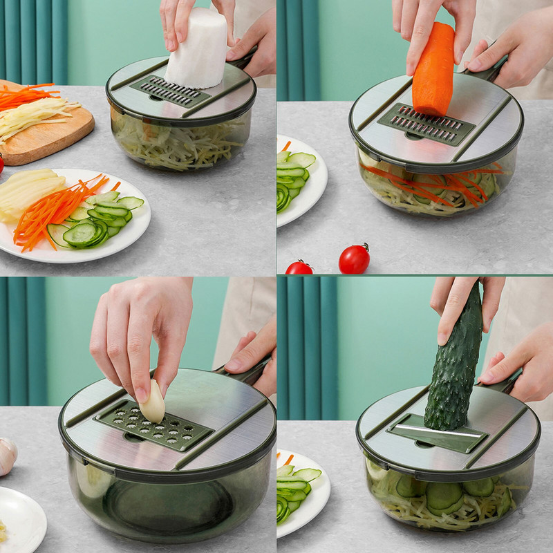 5 az 1-ben Zöldségvágó tartályos Zöldségreszelő zöldségekhez Burgonyaszeletelő Sárgarépareszelő Konyhai eszközök