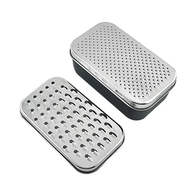 Dvipusis sūrio trintuvas, nešiojamasis smulkintuvas imbiero česnakas su talpyklos dangteliu, nerūdijančio plieno vaisinės daržovės Namų virtuvės įrankis