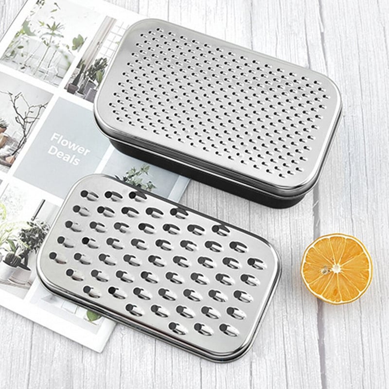 Dvipusis sūrio trintuvas, nešiojamasis smulkintuvas imbiero česnakas su talpyklos dangteliu, nerūdijančio plieno vaisinės daržovės Namų virtuvės įrankis