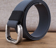 Vyriškas tekstilinis diržas su metaline kvadratine sagtimi