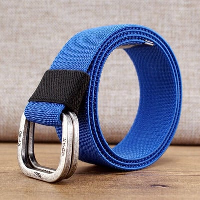 Vyriškas tekstilinis diržas su metaline kvadratine sagtimi