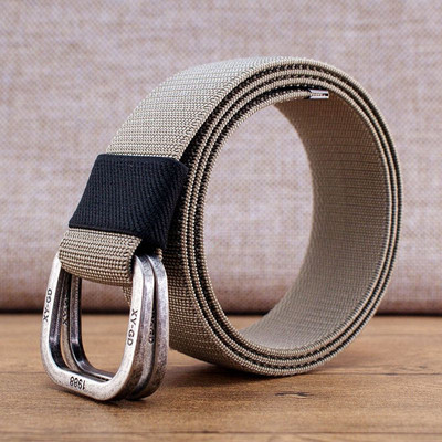 Vyriškas tekstilinis diržas su metaline kvadratine sagtimi